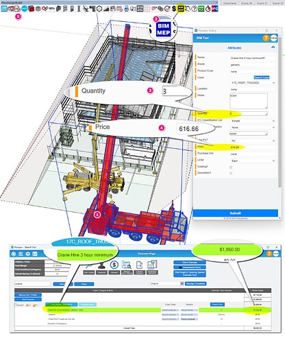 Associating cost with Plant hire for estimating and purchase orders in Sketchup with the VDC plugin  PlusDeisgnBuild