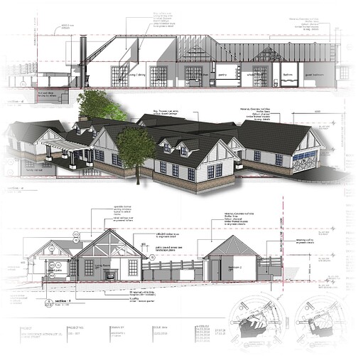 3d model of house over plans PlusDesignBuild for architects and builders