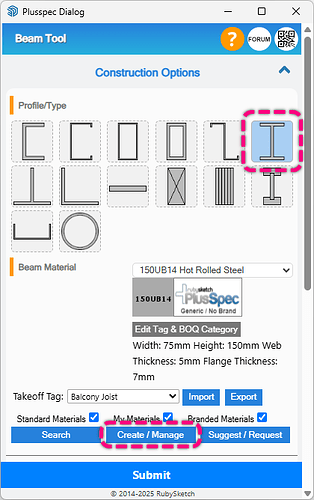 Steel Beams & Creating Materials In PlusSpec