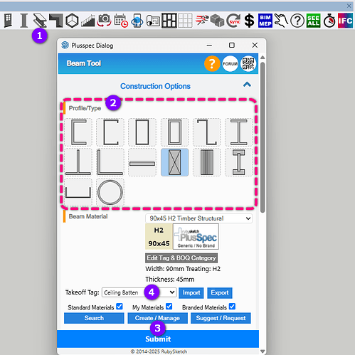 Creating Metal Battens Using The Beam Tool