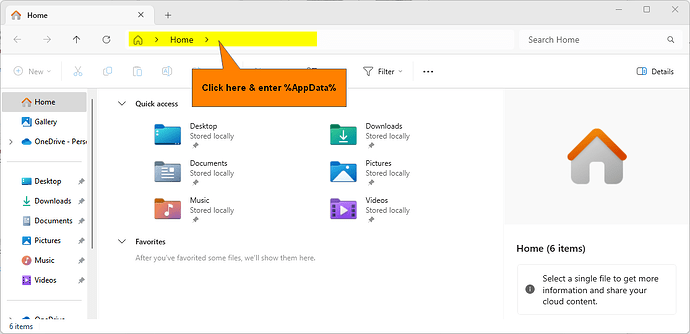 File Explorer Entering AppData