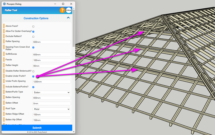 Rafter Tool Under Purlins