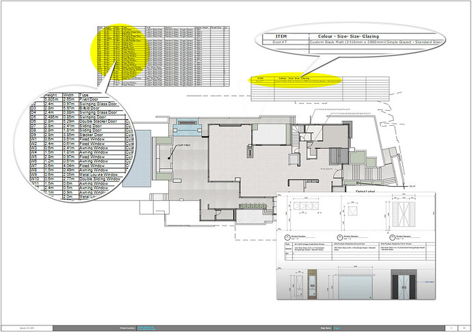 Window schedule example from PlusSpec BIM into Layout