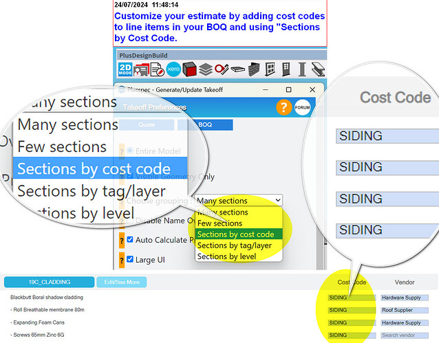 Customise you categrories in PlusSpec PlusDesignBuild Takeoff BOQ inside Sketchup SIPs