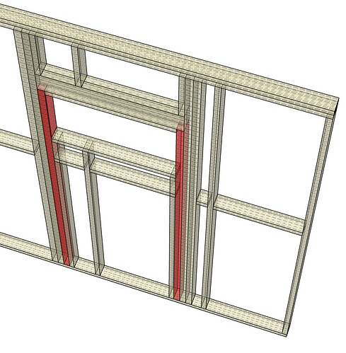 Wall framing noggs and blocks under and over windows in PlusSpec