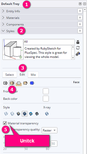Default Tray - Styles - Material Transparency