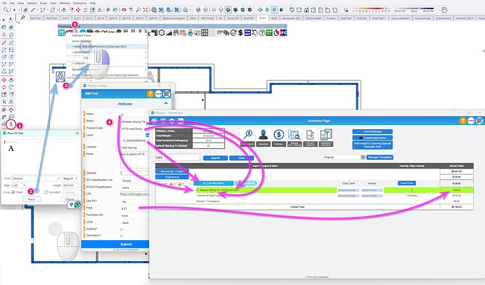 PlusDesignBuild Cheat Sheet using Symbols to create layouts and BOQ inside SketchUp