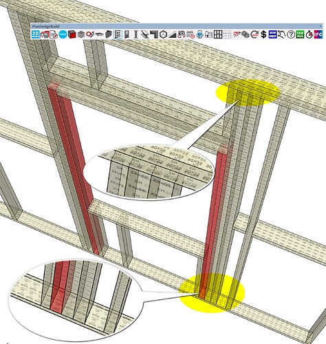 Jamb studs in wood frame wall PlusSpec
