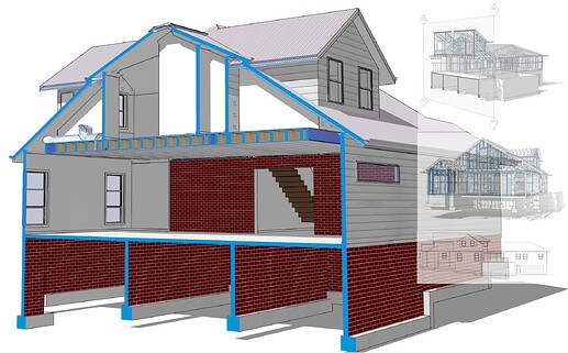 3D virtual design section cut  inside software plusspec PlusArchitect PlusDesignBuild BIM for Sketchup