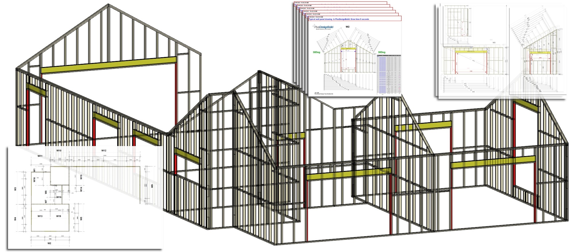 Wall frame panel  drawing and estimating example for pre fabricated frames drawn in PlusDesignBuild for Sketchup.jpg