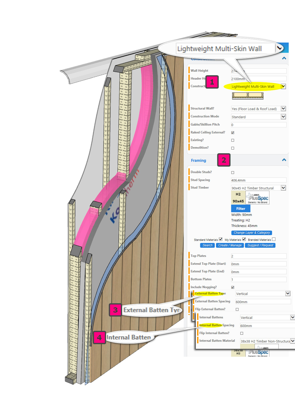 Multiskin wall with thermal break for passive construction in PlusDesignBuild 3D VDC software for design and construction.jpg