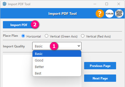 Setting Import PDF Tool Quality